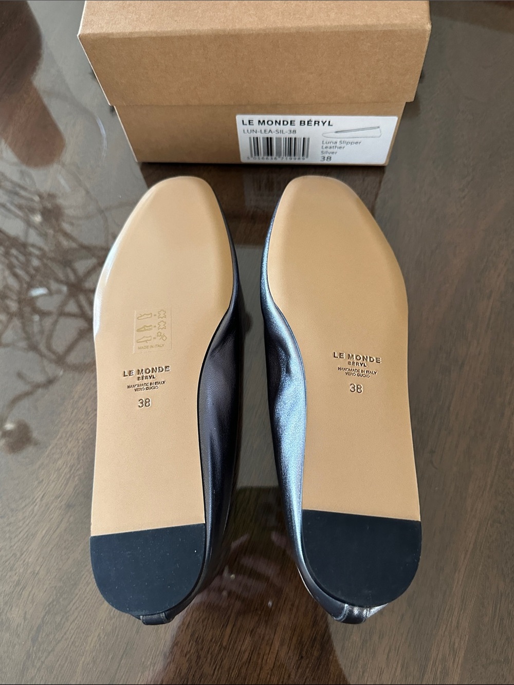 NWT Le Monde Beryl Luna Leather Slipper Slipper Sz 38/8 - Picture 8 of 9